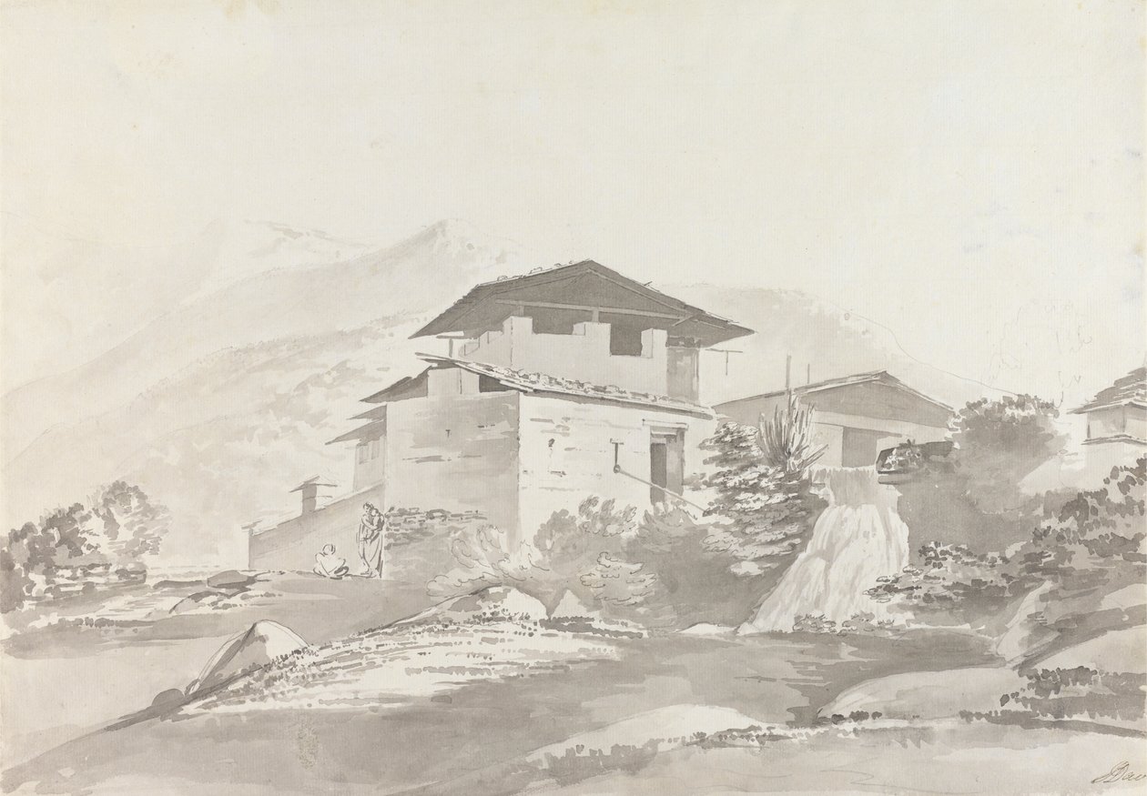 Bij Tassisudon [Tashicho Dzong] door Samuel Davis