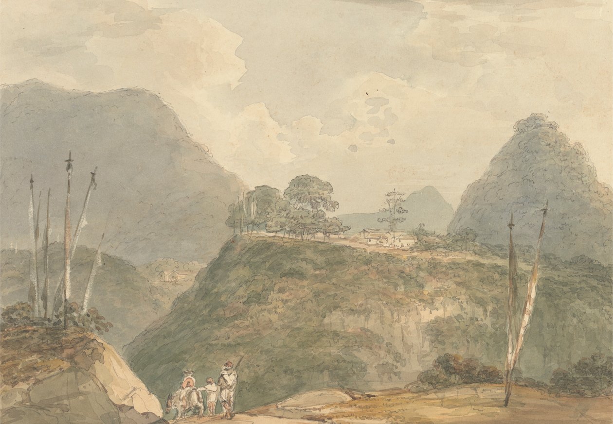 Het dorp Buxadaur [Buxa Duar] [Thibet] door Samuel Davis