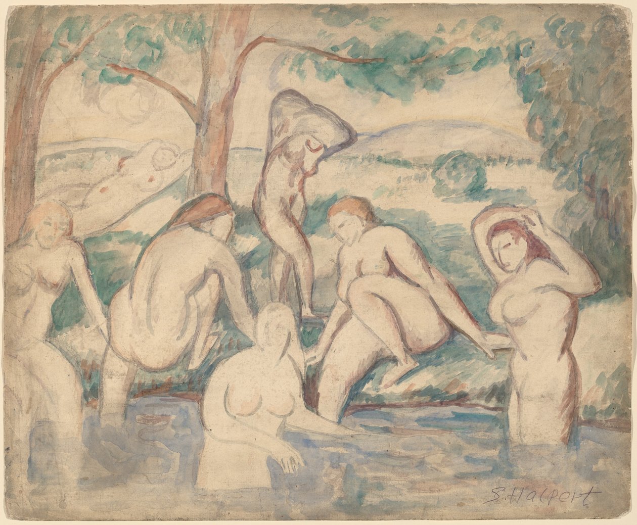 Baden door Samuel Halpert