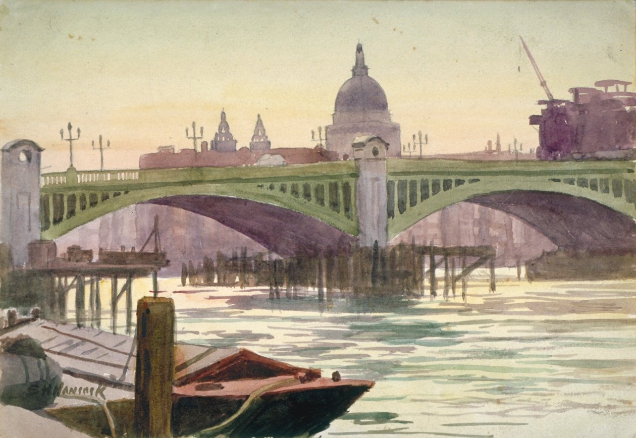 Southwark Bridge, Londen, 1930 door Samuel Harry Hancock