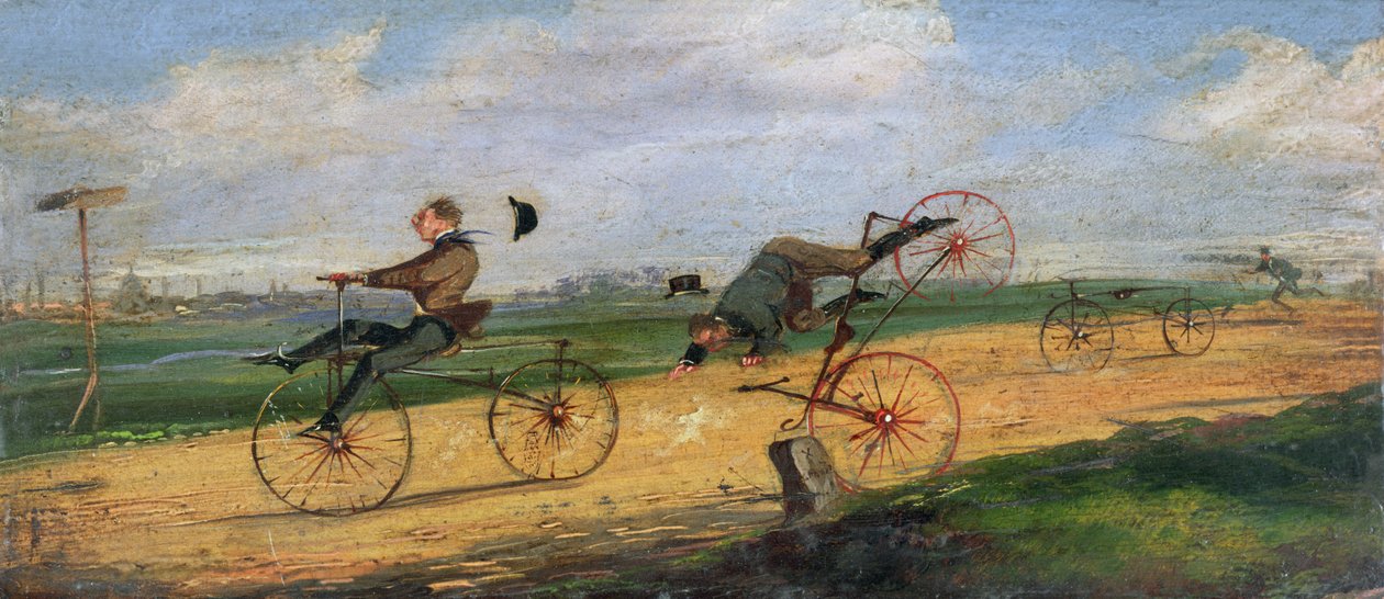 Een race tussen Lallement Velocipedes, 1869 door Samuel Henry Alken