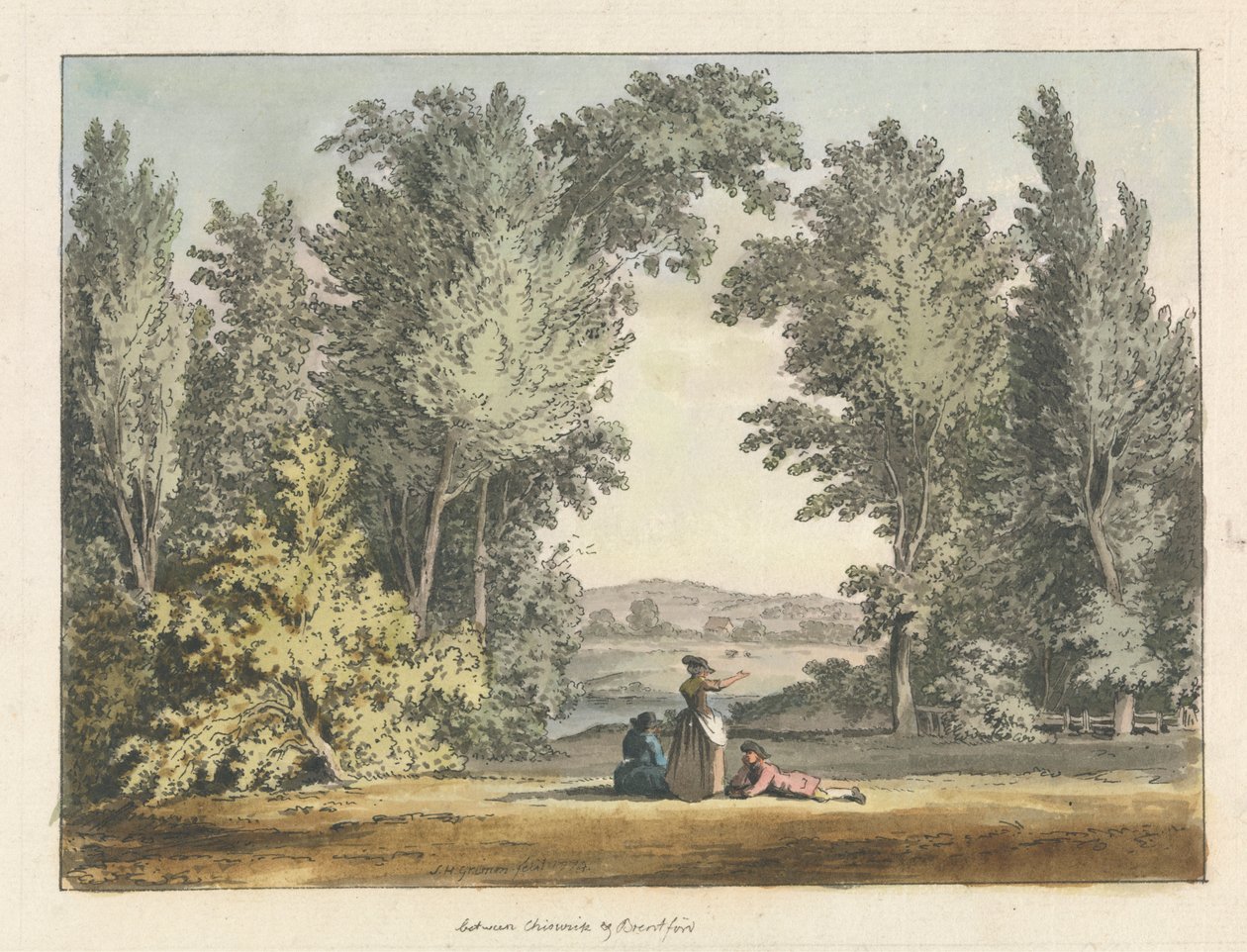 Tussen Chiswick en Brentford door Samuel Hieronymus Grimm
