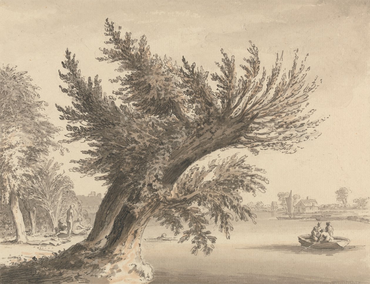 Op de Theems bij Barnes door Samuel Hieronymus Grimm