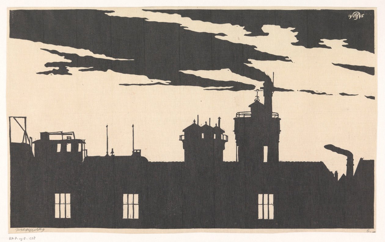 Silhouet Oostergasfabriek door Samuel Jessurun de Mesquita (signed by artist)