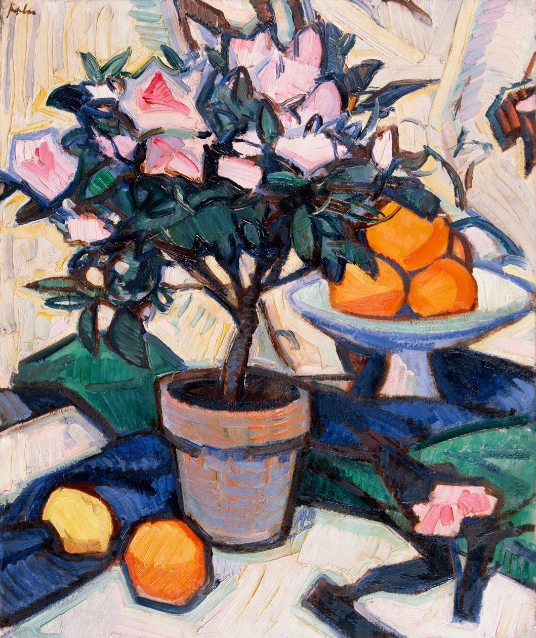 Roze Azalea en Sinaasappels, c.1913 door Samuel John Peploe