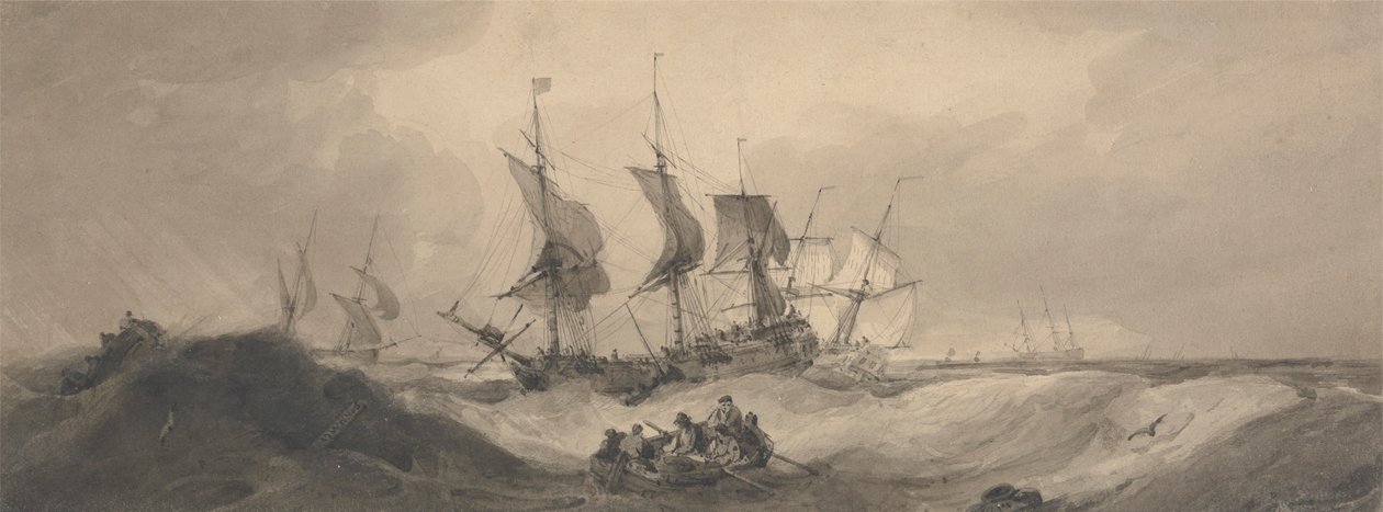 Schepen op een Stormachtige Dag door Samuel Owen