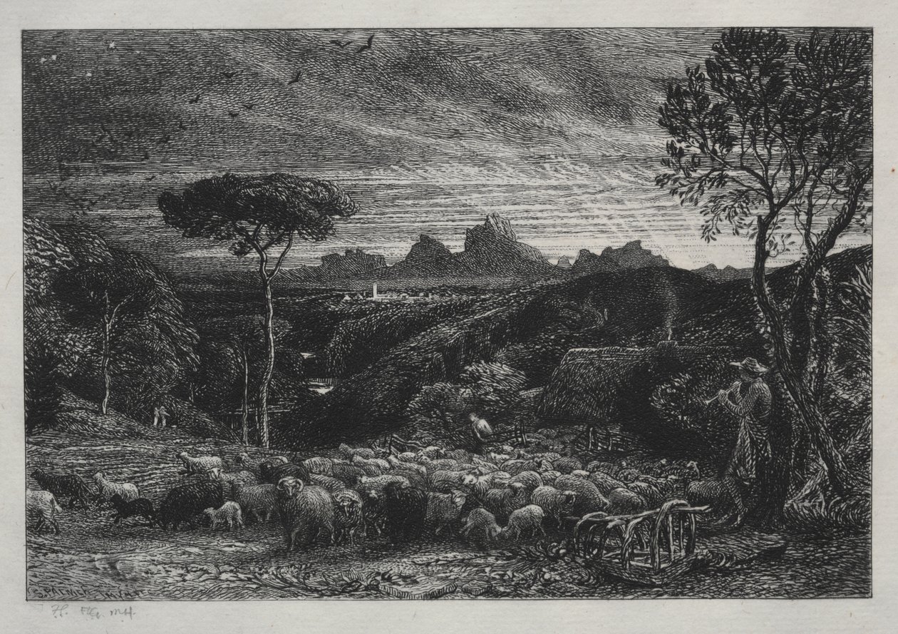 Het openen van de stal door Samuel Palmer