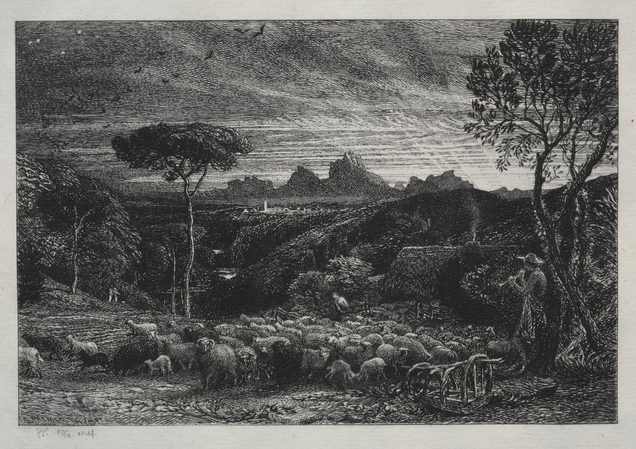 Het openen van de vouw, 1880 door Samuel Palmer