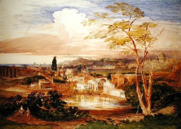 Rome vanuit de Borghese tuinen door Samuel Palmer