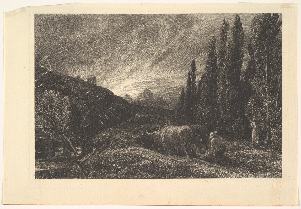 De vroege ploeger, 1861 door Samuel Palmer