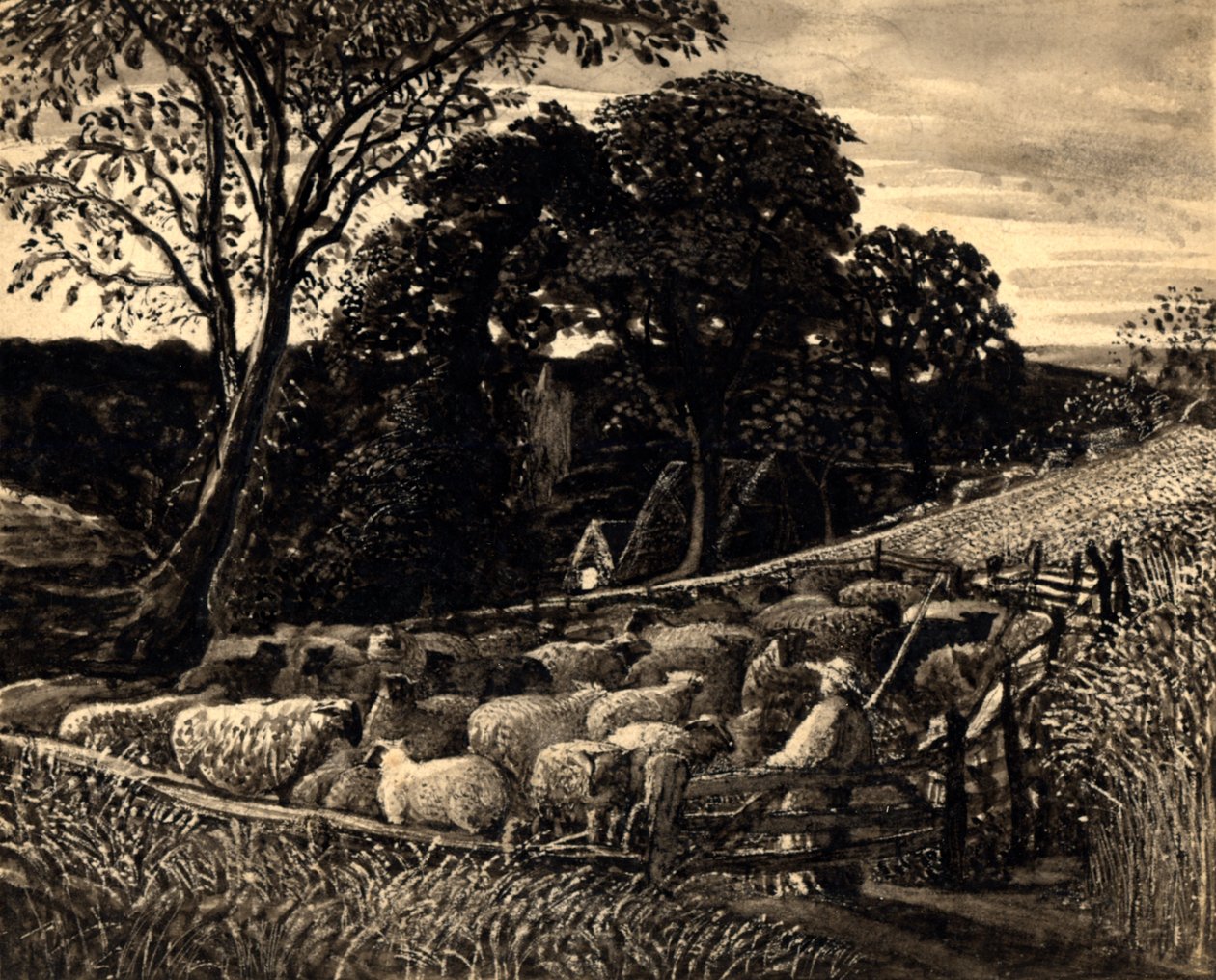 De schaapskooi, ca. 1831-32 door Samuel Palmer