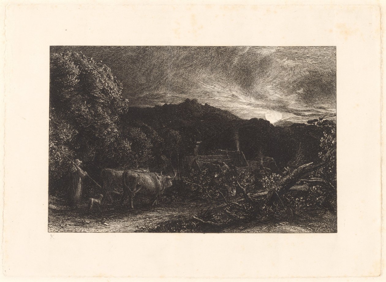 De vermoeide ploeger door Samuel Palmer