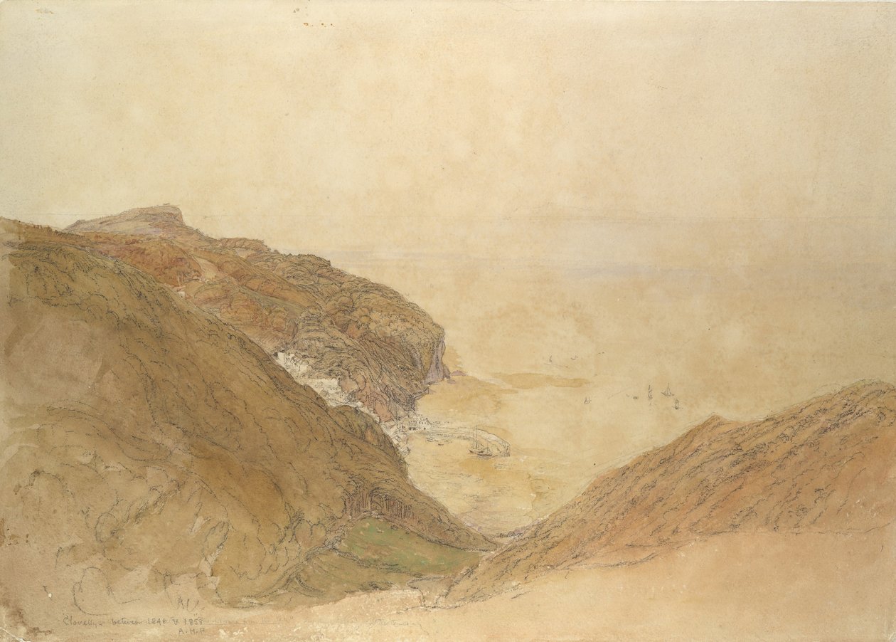 Uitzicht op Clovelly, Devon, ca. 1848-49 door Samuel Palmer