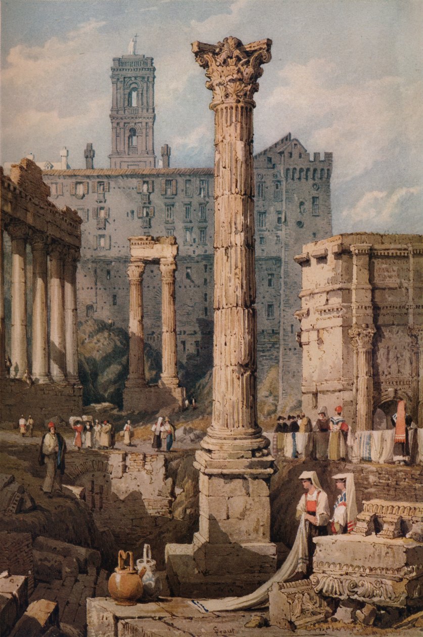 Uitzicht op het Forum, Rome, ca. 1823 door Samuel Prout
