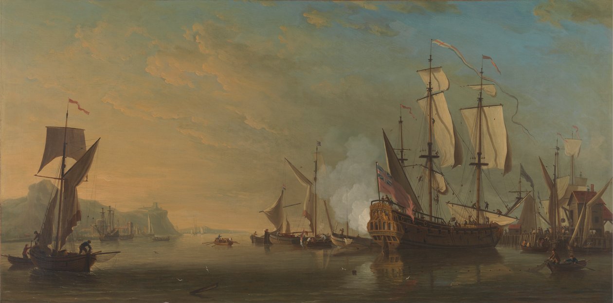 Schepen bij Dover door Samuel Scott