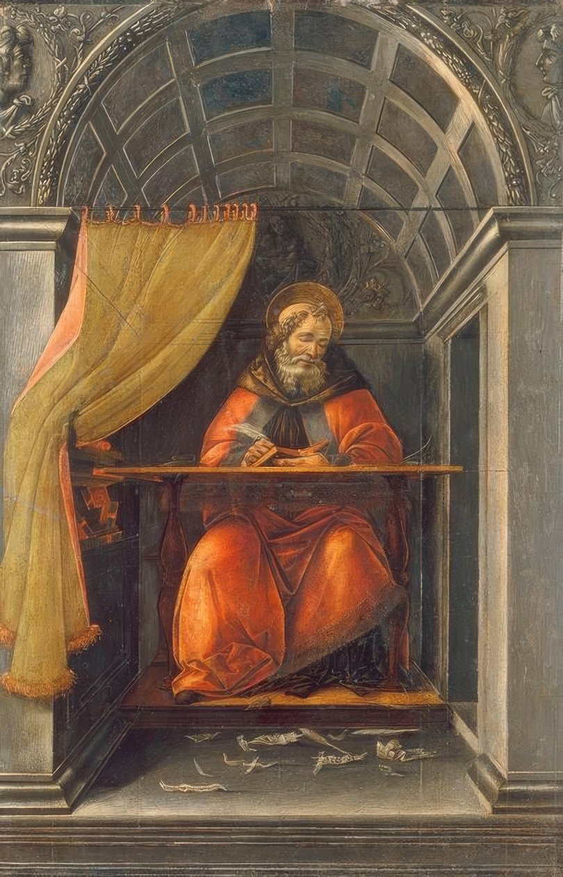 De heilige Augustinus in de cel door Sandro Botticelli