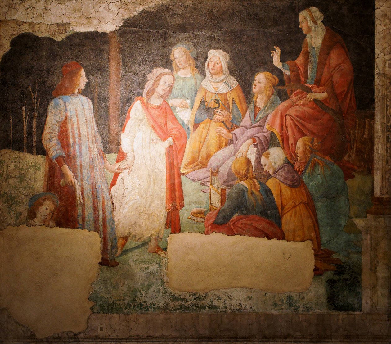 De jonge man en de kunsten door Sandro Botticelli