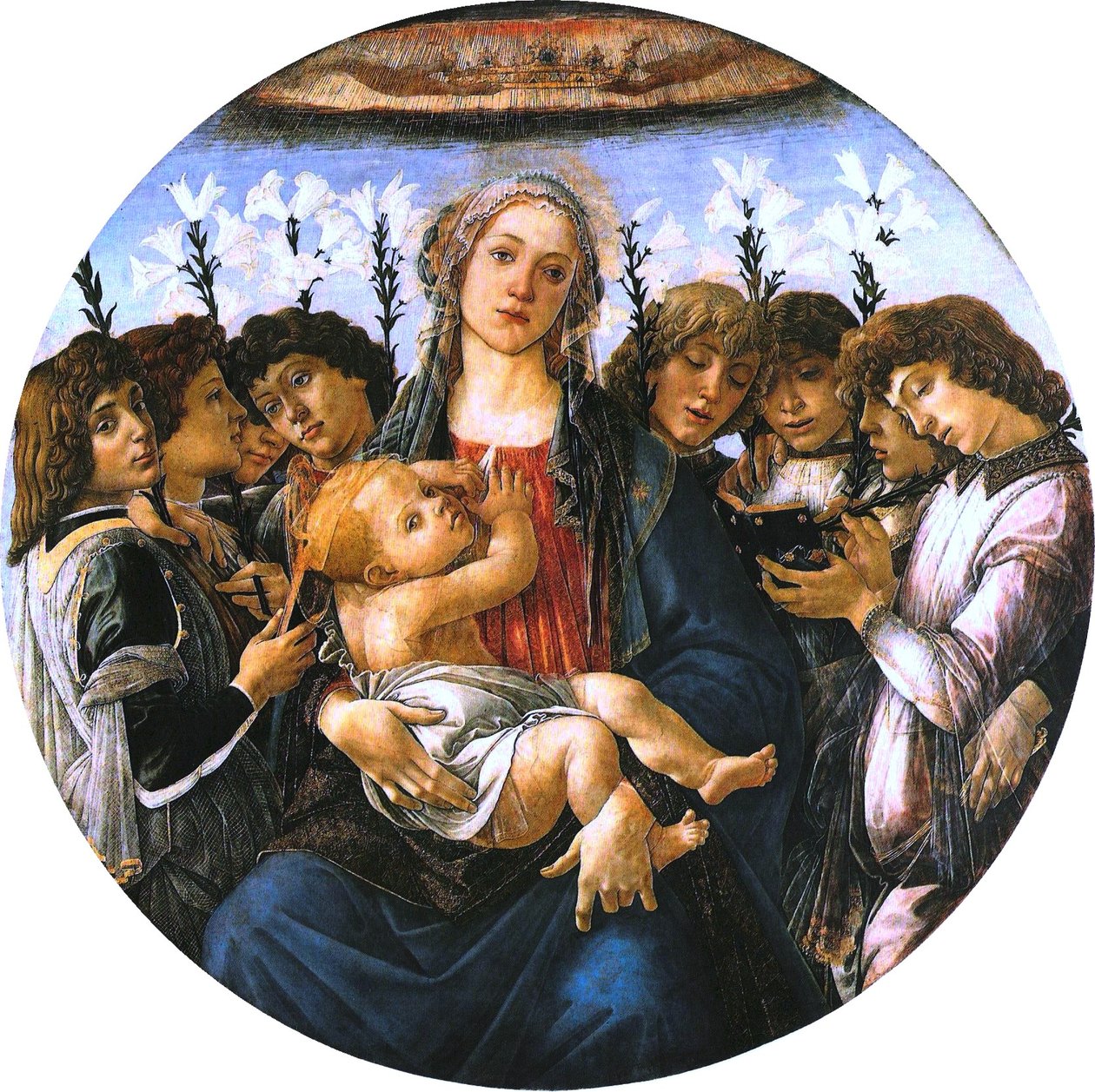 Madonna met het Kind en Zingende Engelen door Sandro Botticelli