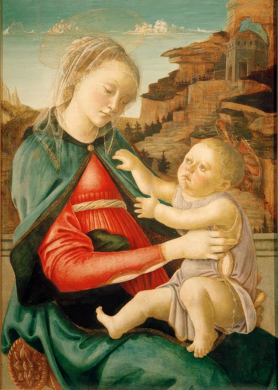 Maria met kind (Madonna Guidi) door Sandro Botticelli