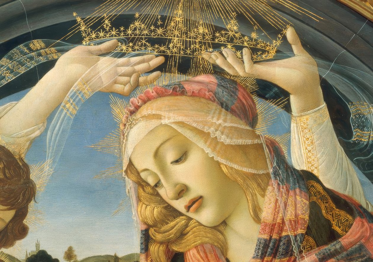 Maria met kind en vijf engelen door Sandro Botticelli