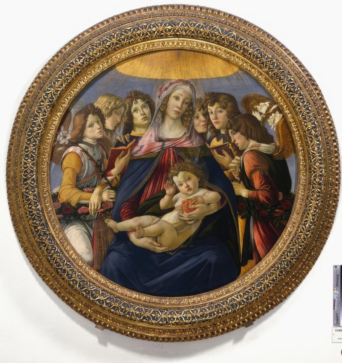 Maria met kind en zes engelen door Sandro Botticelli