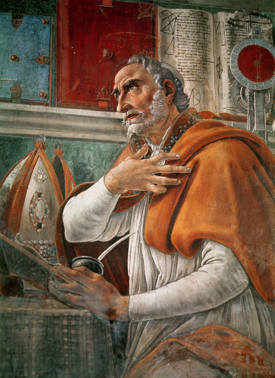 St. Augustinus in zijn cel, ca. 1480 (detail) door Sandro Botticelli
