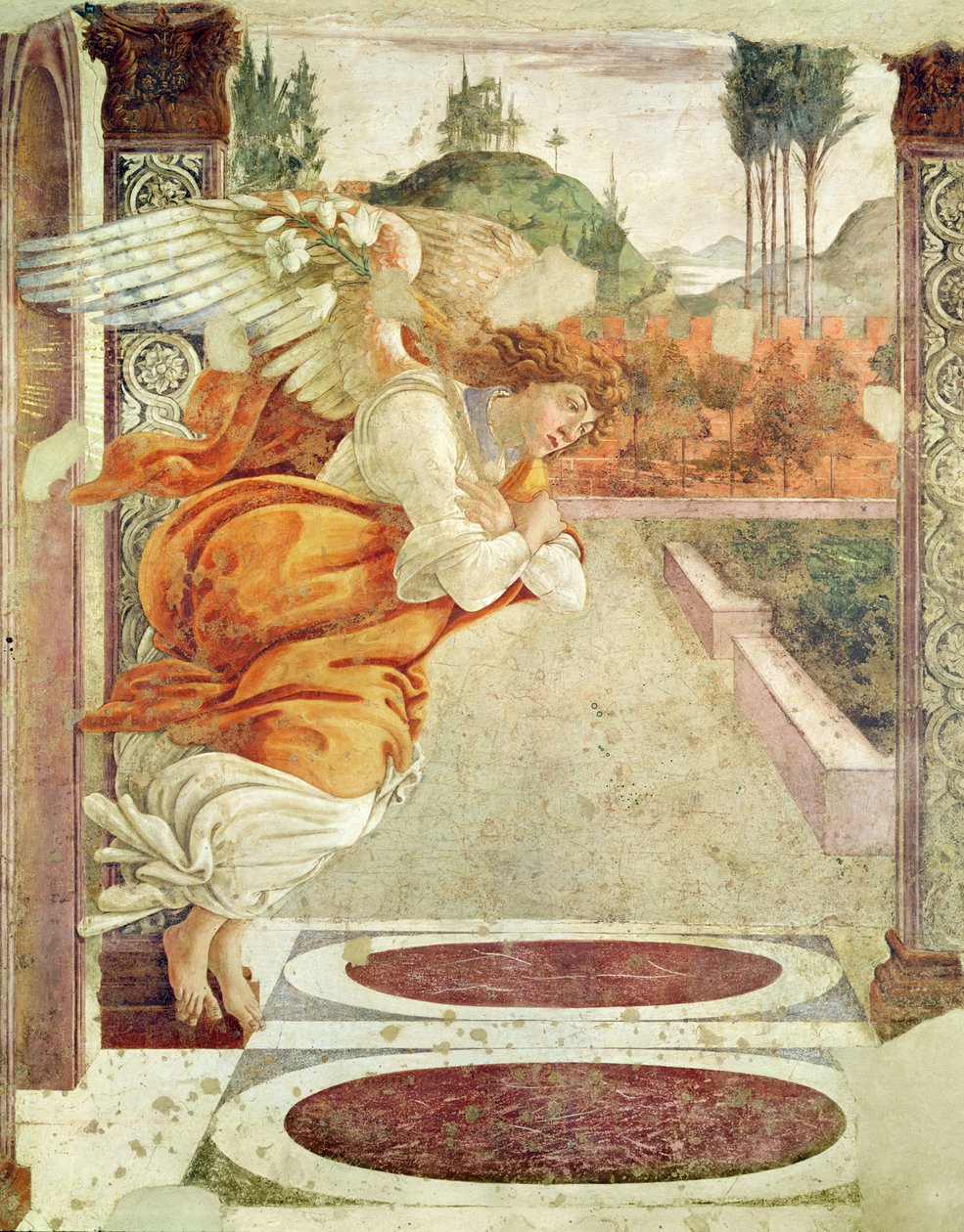 De Annunciatie (linker sectie) door Sandro Botticelli
