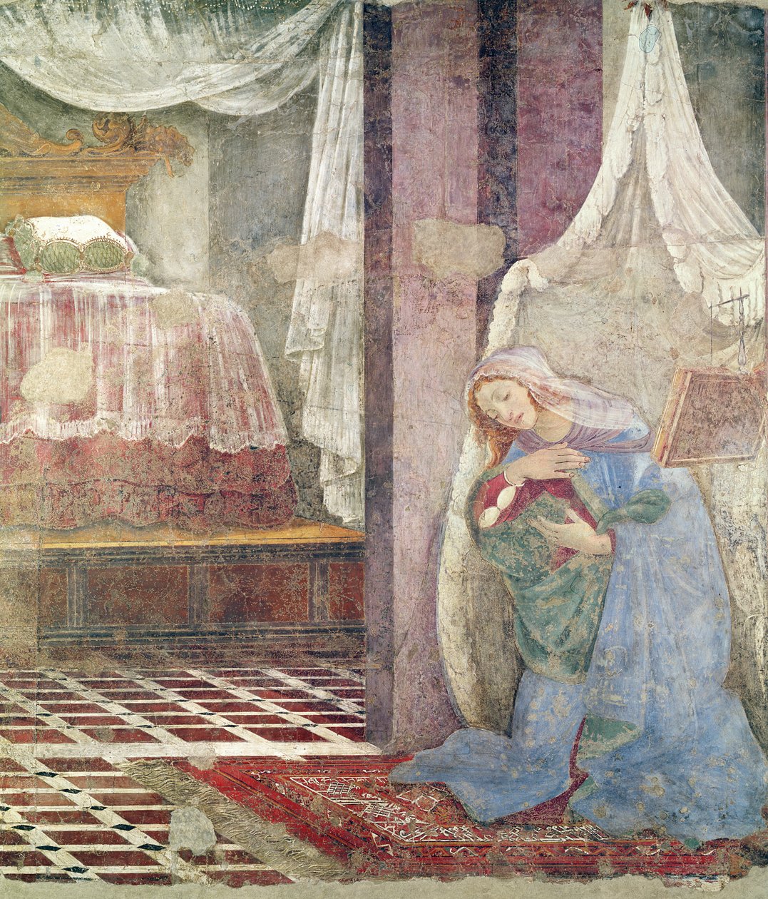 De Annunciatie (detail van het rechtergedeelte) door Sandro Botticelli