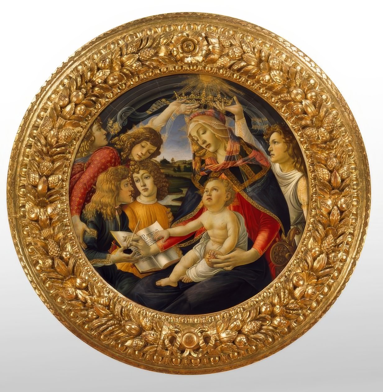 Maria met kind en vijf engelen door Sandro Botticelli