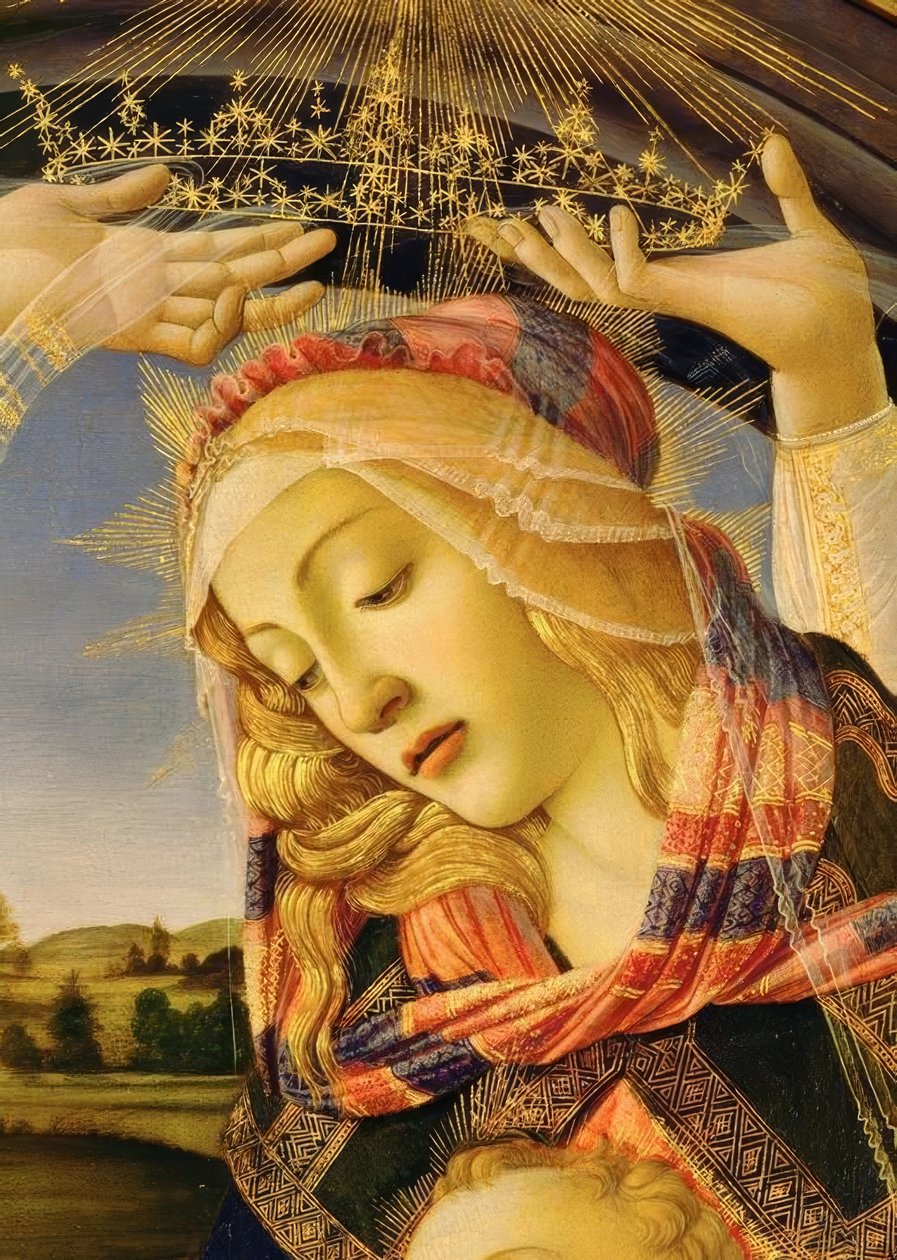 Maria met kind en vijf engelen door Sandro Botticelli