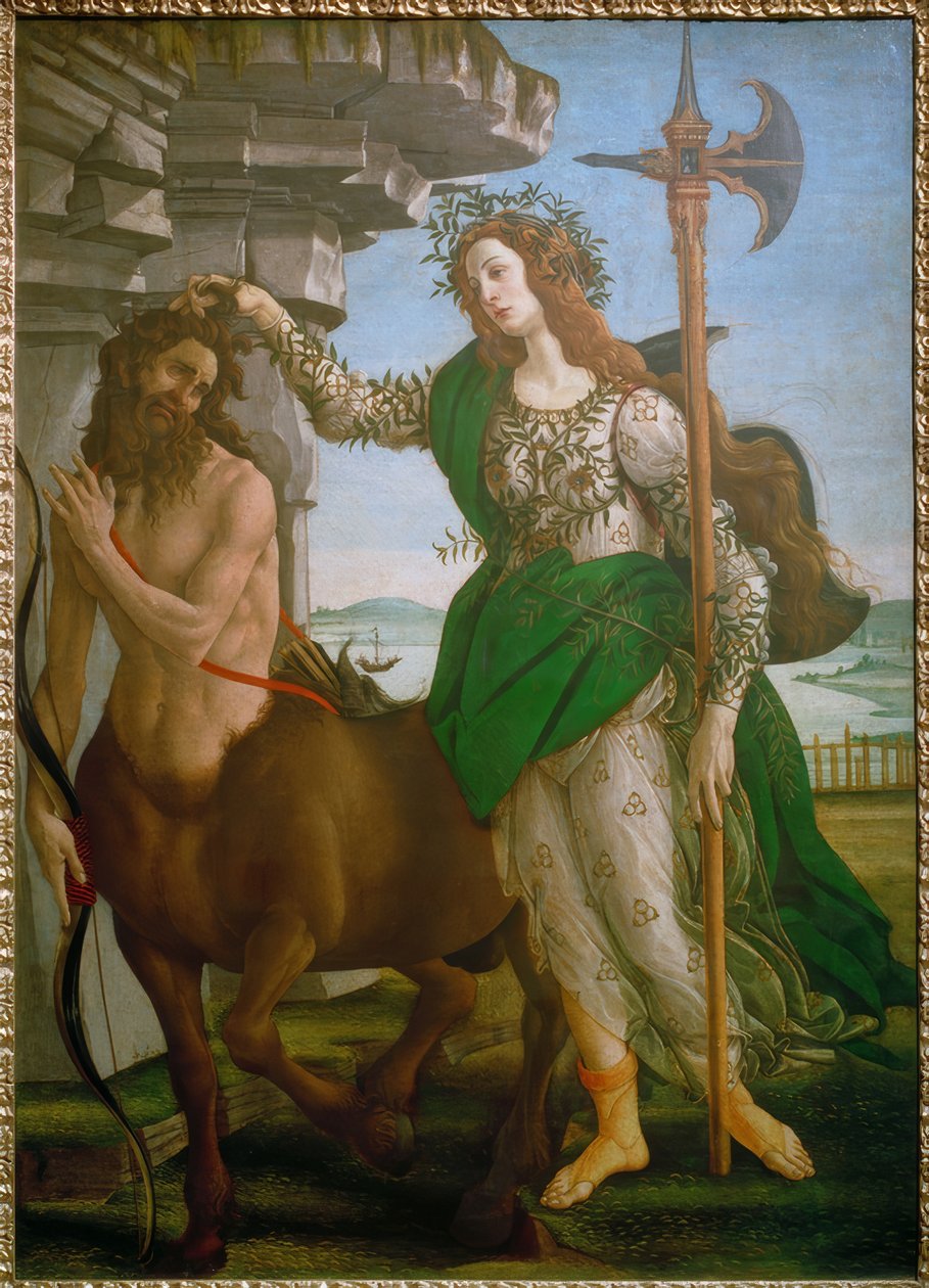 Minerva en centaur door Sandro Botticelli