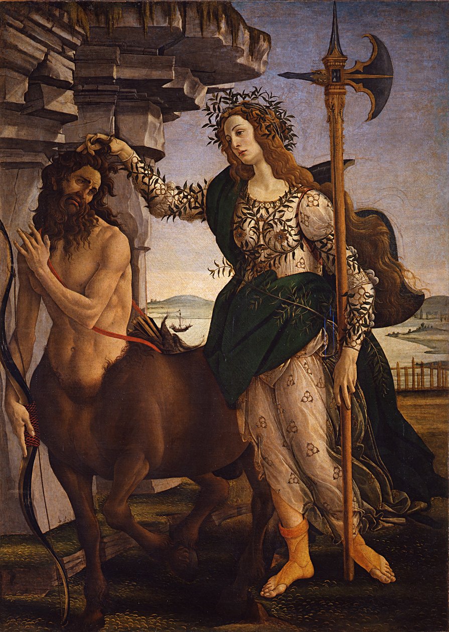 Pallas Athena en de Centaur, 1482 door Sandro Botticelli