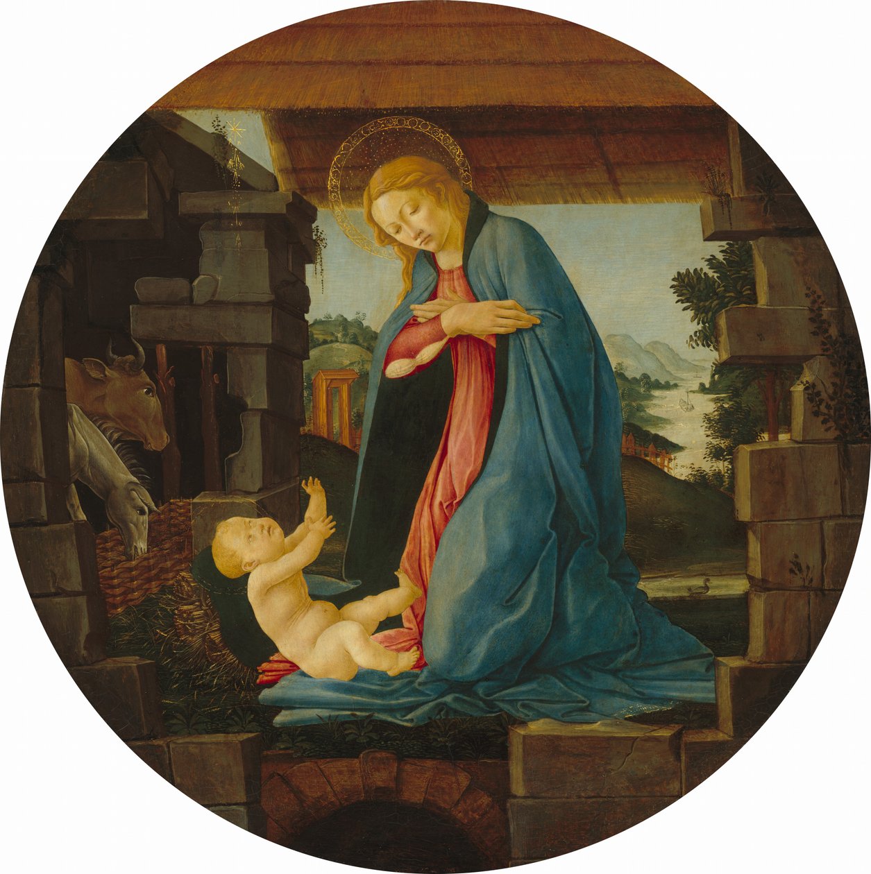De Maagd die het Kind aanbidt, 1480-1490 door Sandro Botticelli