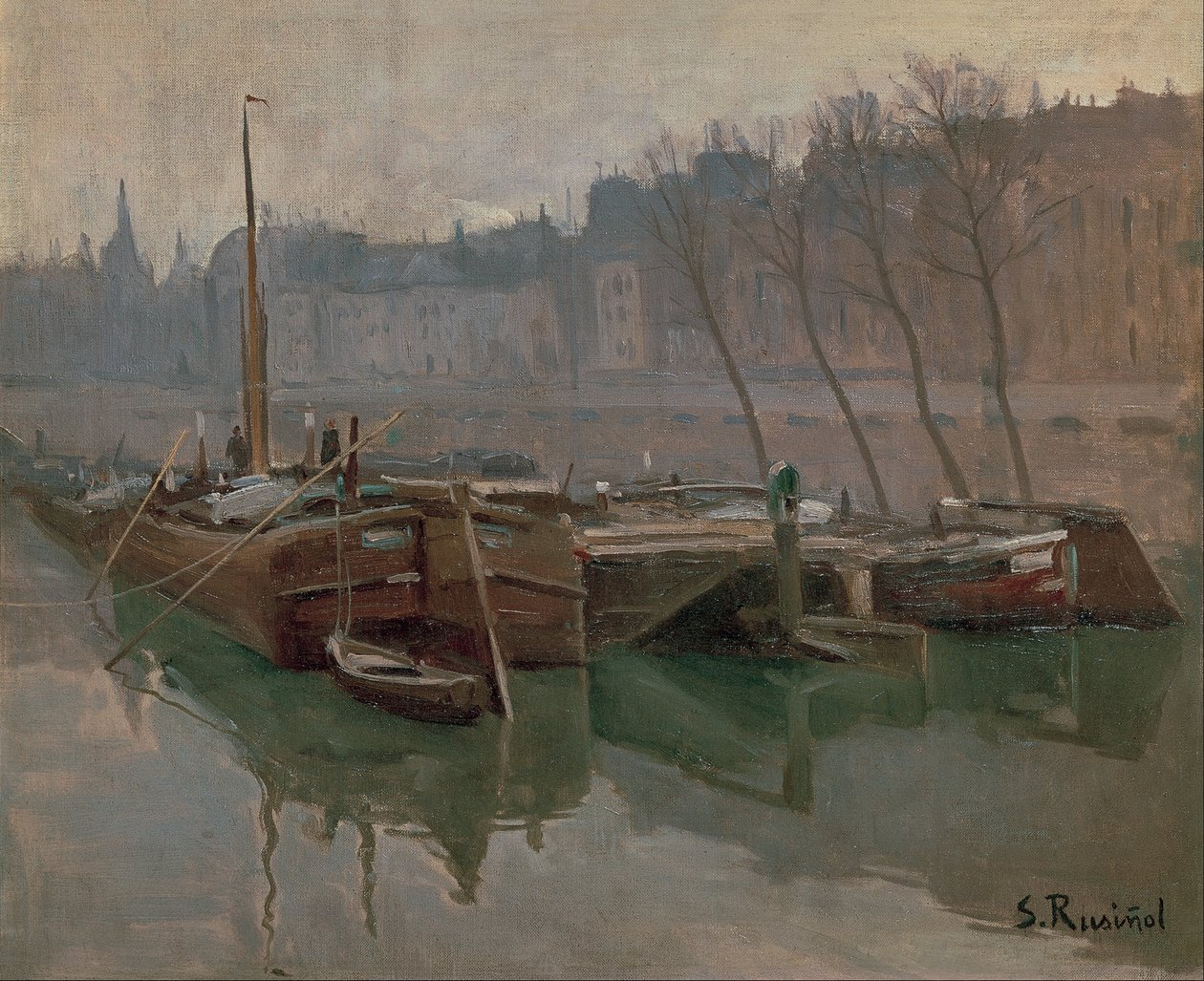Boten op de Seine door Santiago Rusiñol