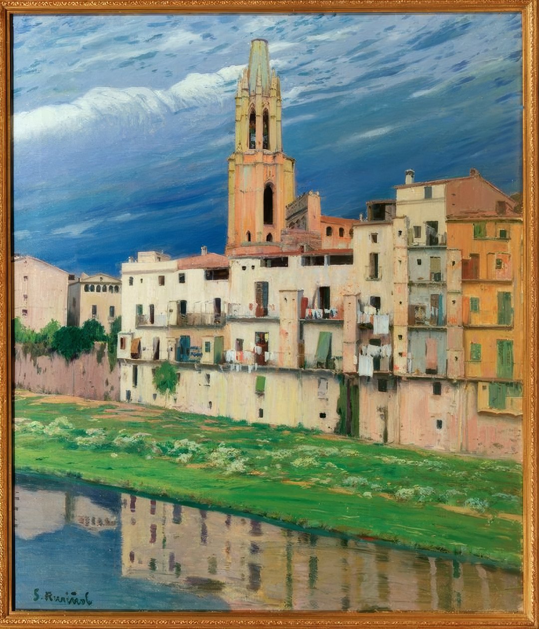 De rivier Onyar in Girona door Santiago Rusiñol