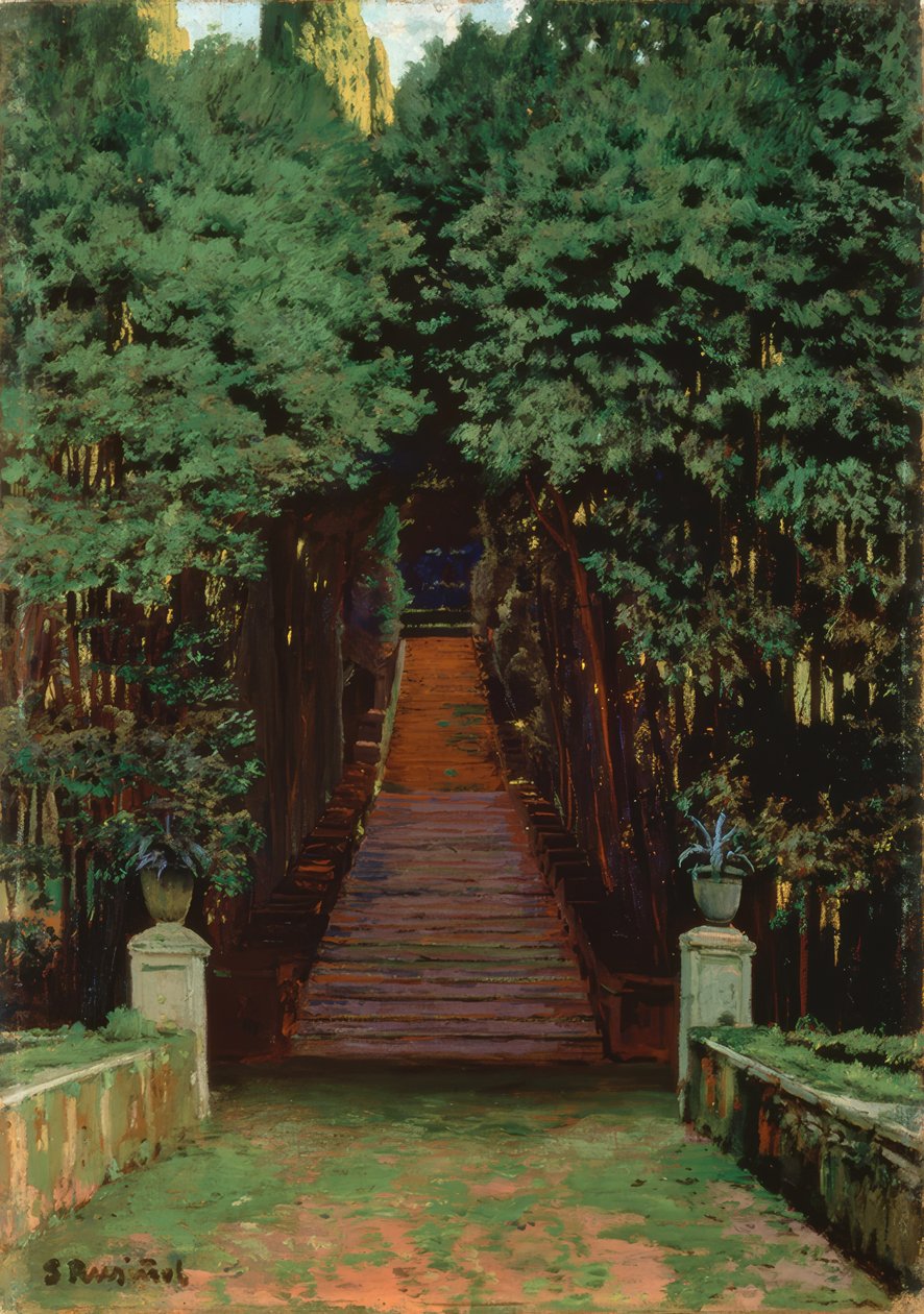 Trap in de tuin door Santiago Rusiñol
