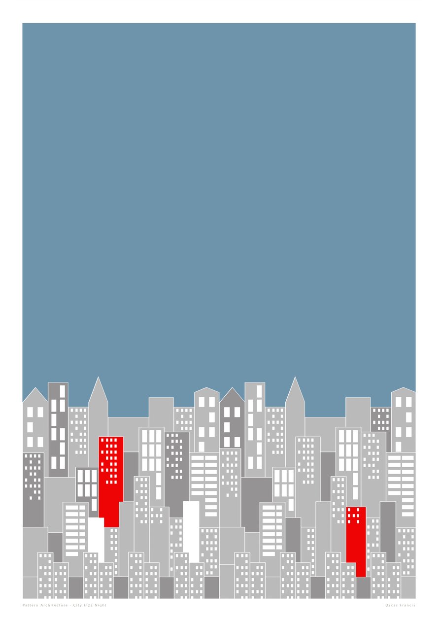 City Fizz Night, 2014 (grafische giclee print) door Sarah Evans