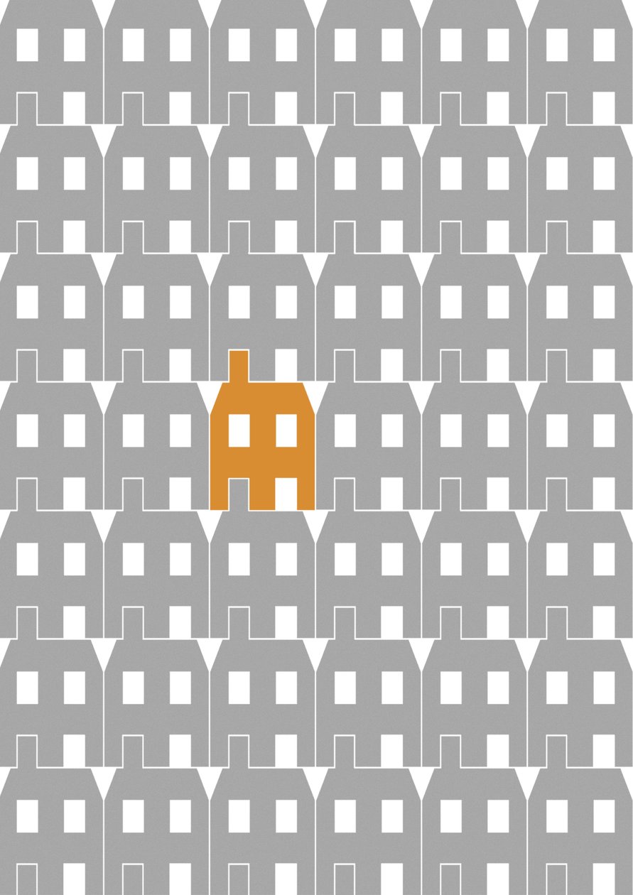 Grey Paper House_Large, 2020 (digitaal) door Sarah Evans