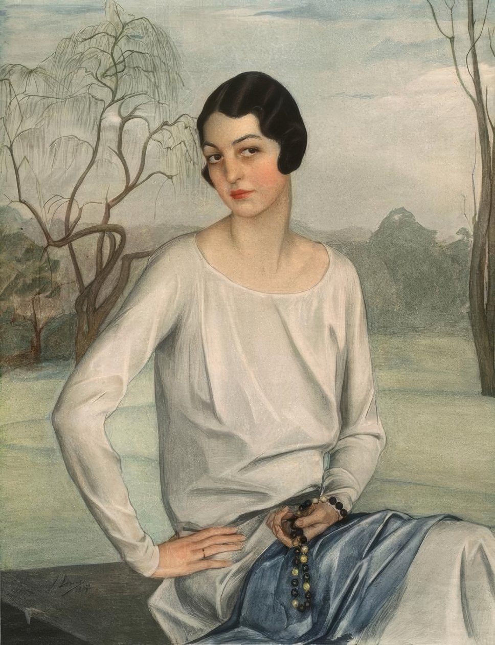 Portret van een dame door Savely Sorine