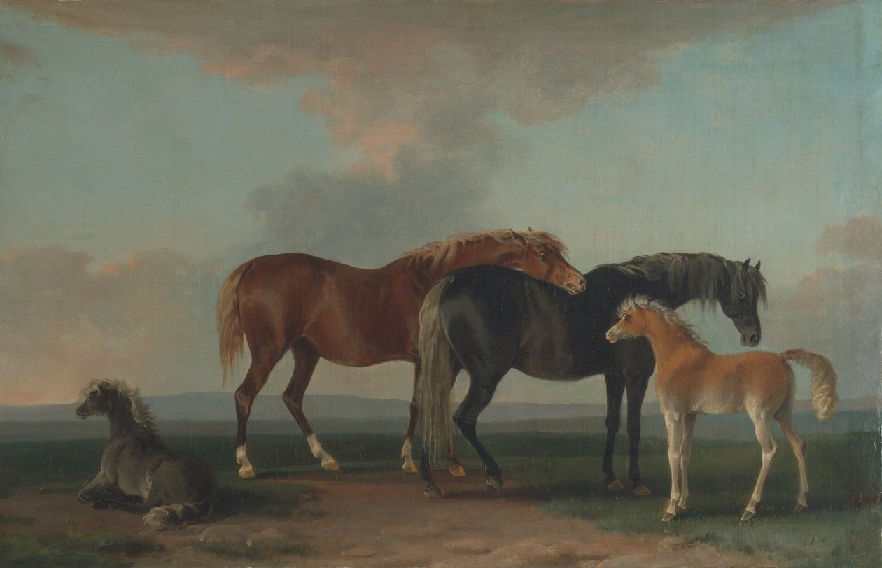 Merries en Veulens, naar rechts gericht door Sawrey Gilpin