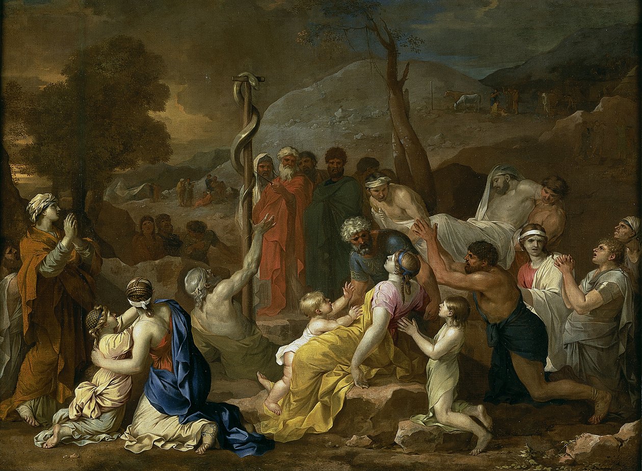 Mozes en de koperen slang, 1653-1654 door Sébastien Bourdon