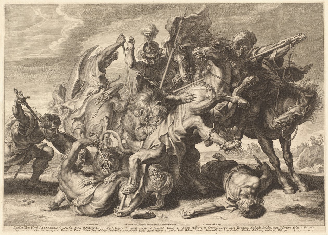 Leeuwenjacht door Schelte Adams Bolswert after Sir Peter Paul Rubens