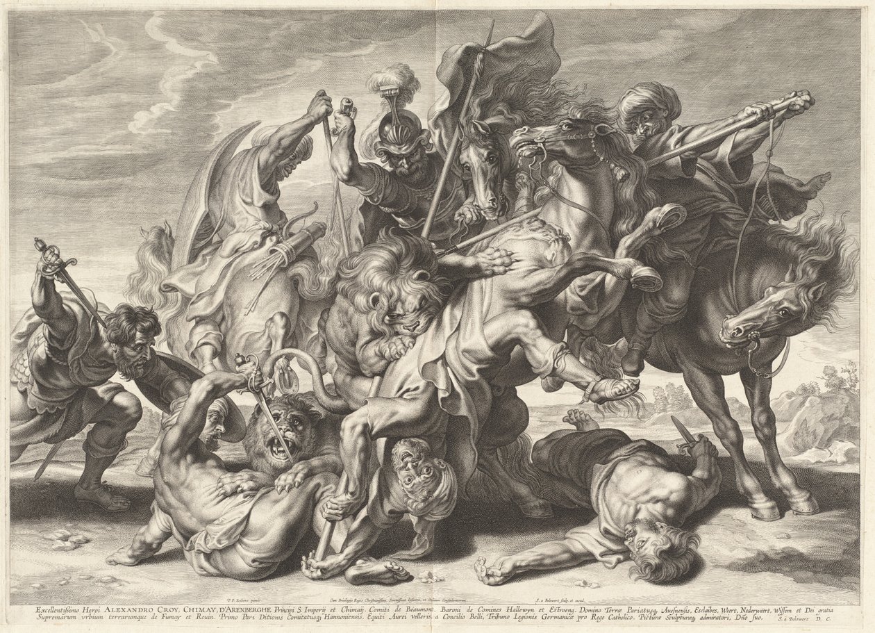 Leeuwenjacht door Schelte Adams Bolswert after Sir Peter Paul Rubens