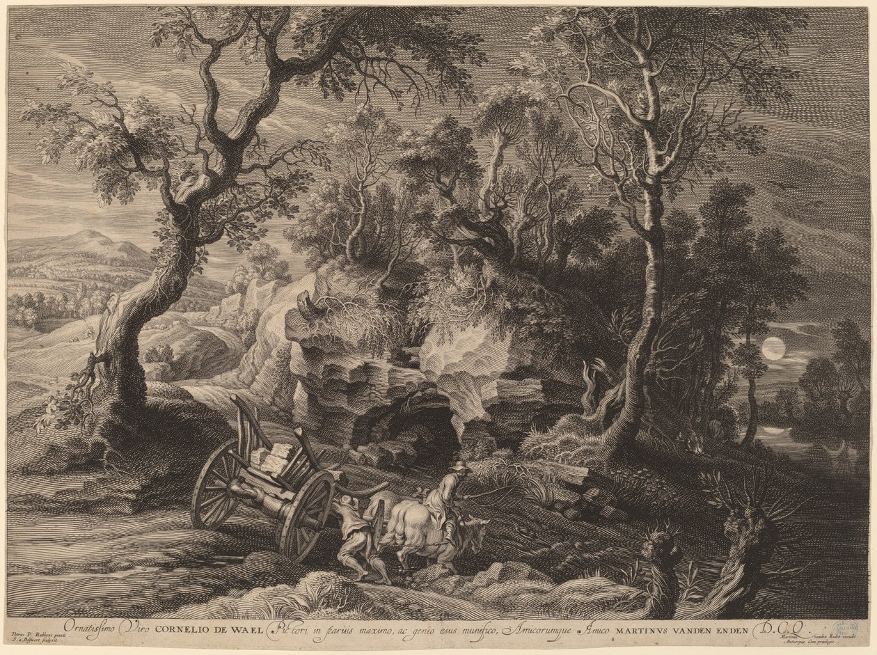 Rotsachtig landschap door Schelte Adams Bolswert after Sir Peter Paul Rubens