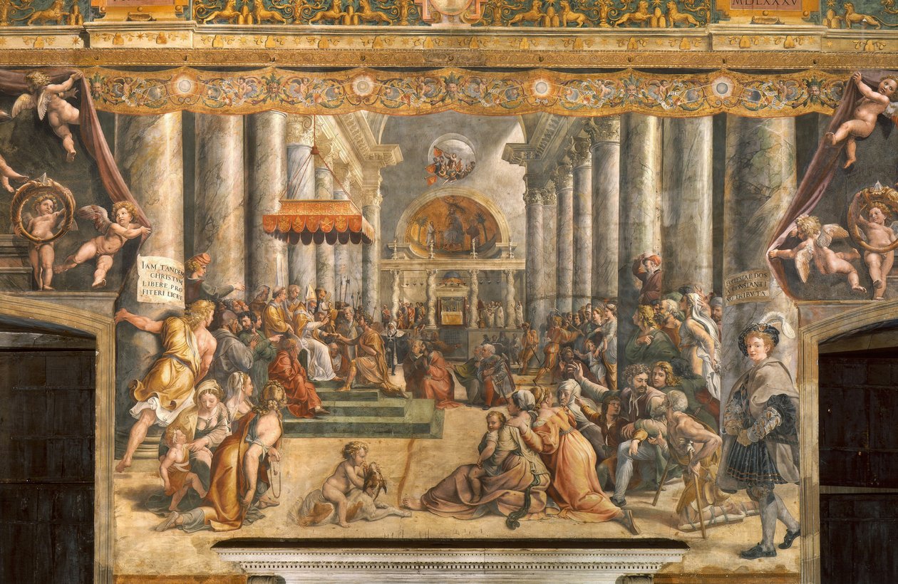 De schenking van Rome door School of Raphael