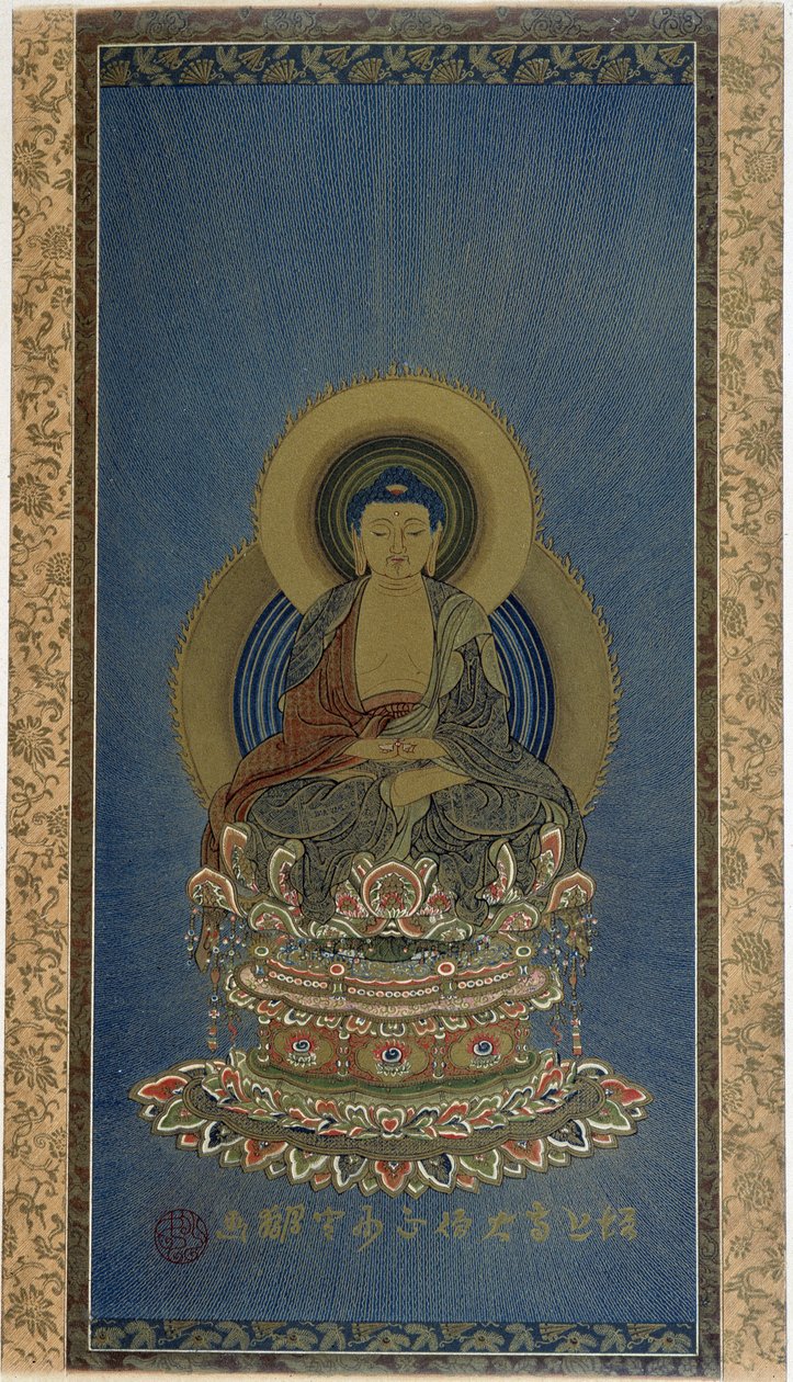 Schilderij op zijde - AMITABHA boeddhistische godheid door School Asian