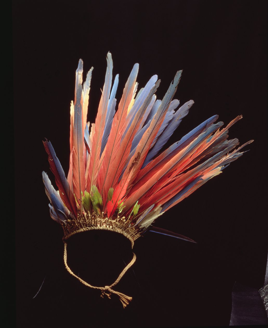 Hoofdtooi, voor ca. 1853 (vezels en veren) door School Brazilian
