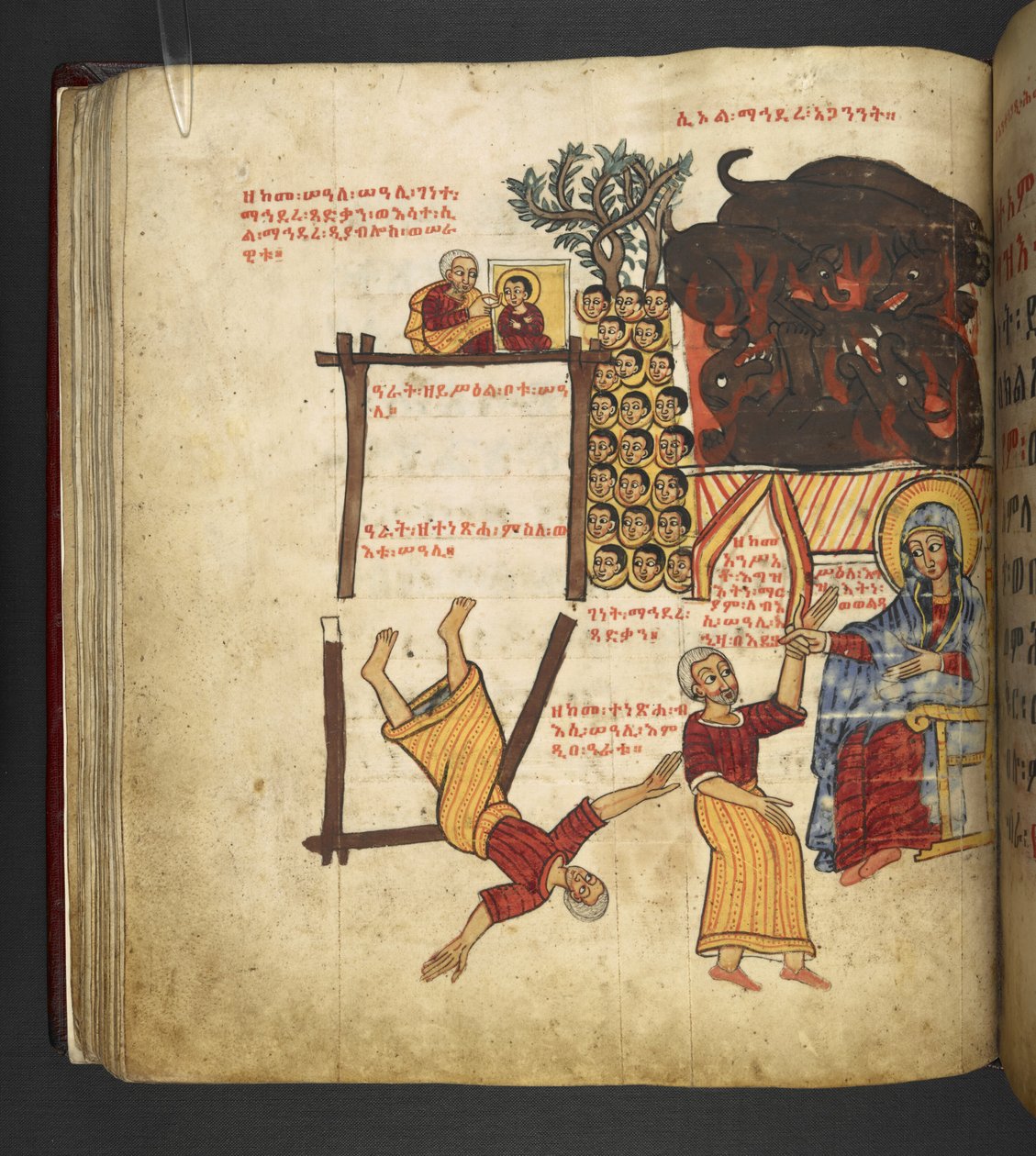 De wonderen van Maria, f.63v, c.1667-82 (manuscript) door School Ethiopian