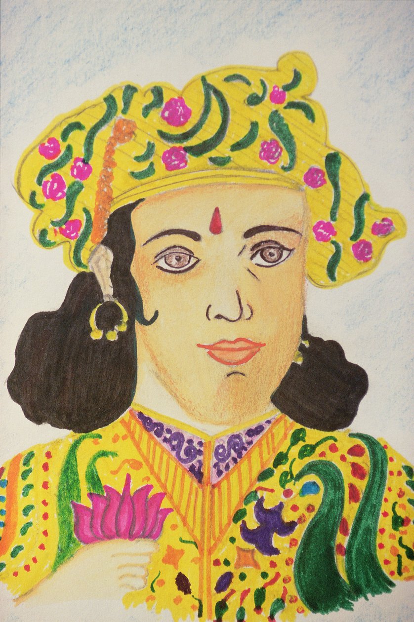 Keizer Ashoka (aquarel) door School Indian