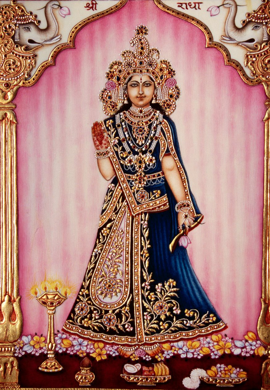 Godin Radha miniatuurschilderij op ivoor door School Indian